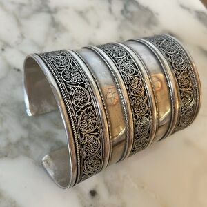 Silver Metal Cuff Bangle.